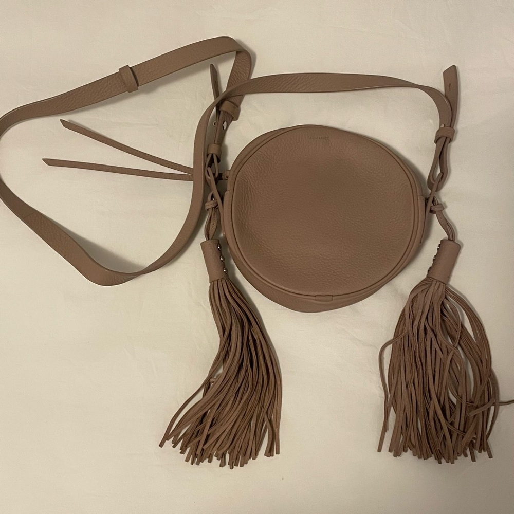 All Saints Round Crossbody - Light Pink Leather Purse